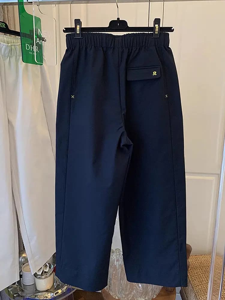 Pantaloni Larghi Casual a Vita Alta Taglio Dritto Jeans Blu a Tre Quarti Taglie Forti Moda Donna Pantaloni Estivi Casual