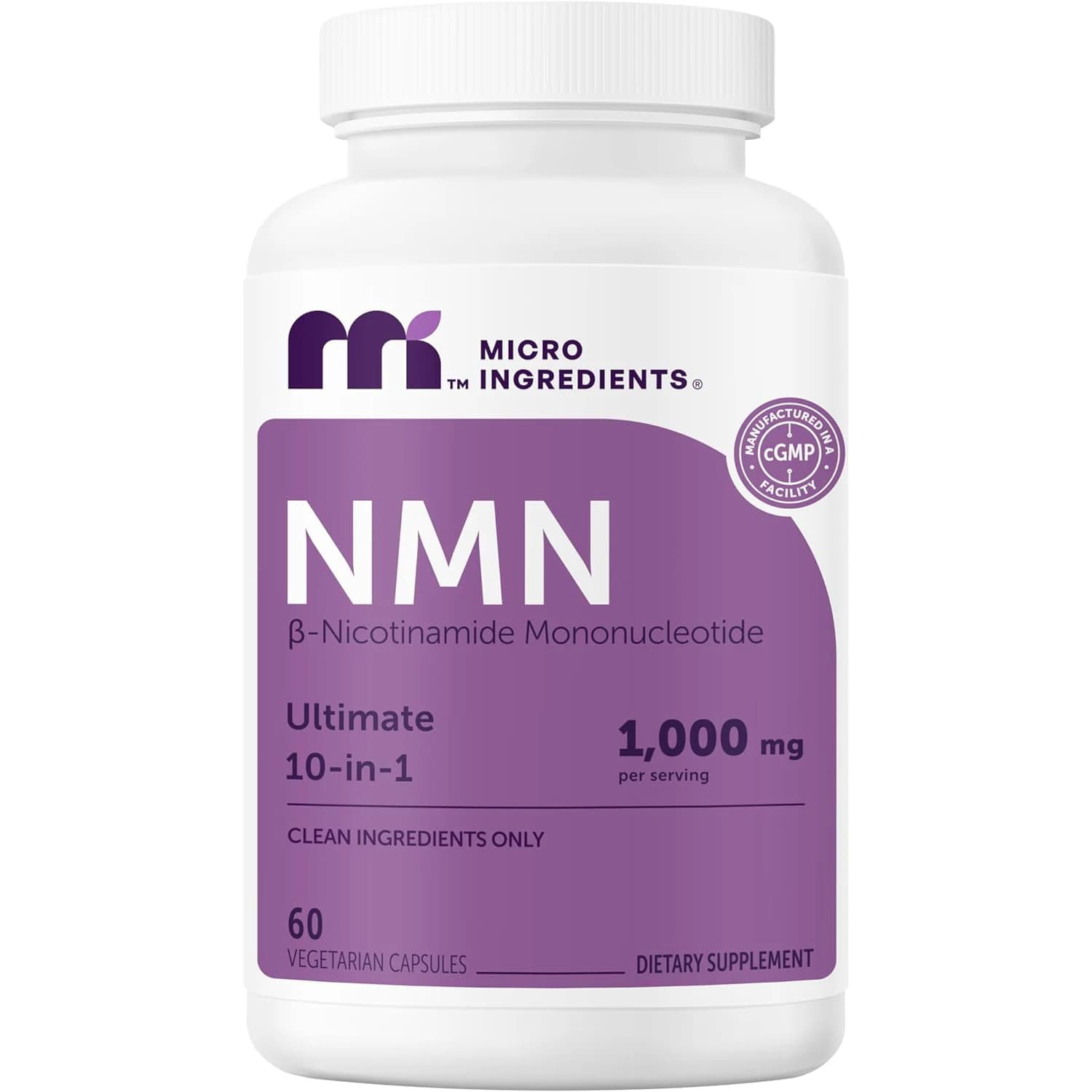 NMN Complex 1000mg - Nicotinamide Mononucleotide, Vitamin C, Resveratrol, CoQ10, TMG, Quercetin & Glutathione, NAD+ Supplement
