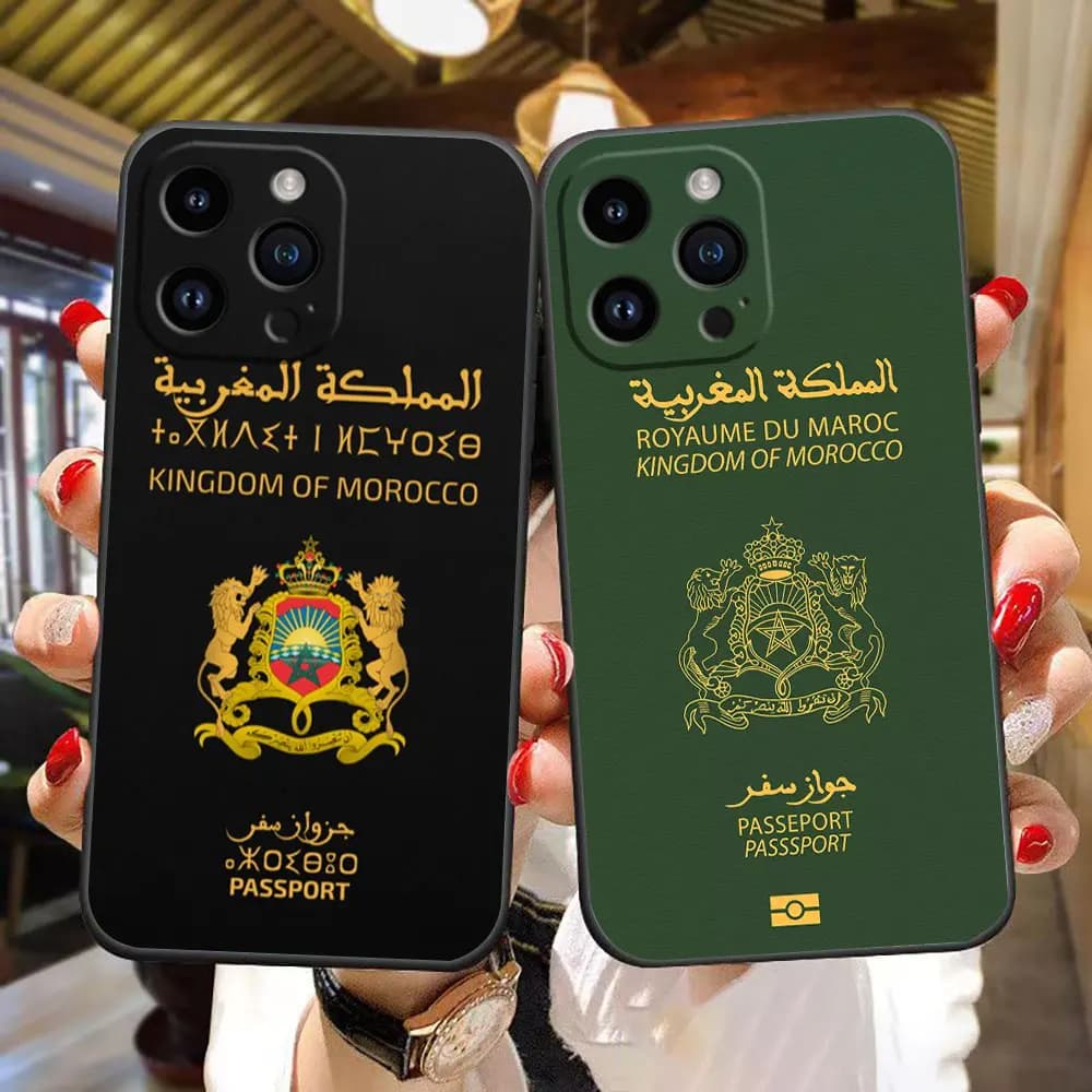 Marocco Bandiera Passaporto Cassa Del Telefono Per iphone 16 15 14 13 12 11 Pro XS Max Mini X 2020 2022 8 7 6 5 Plus Caso Funda Borsette copertura