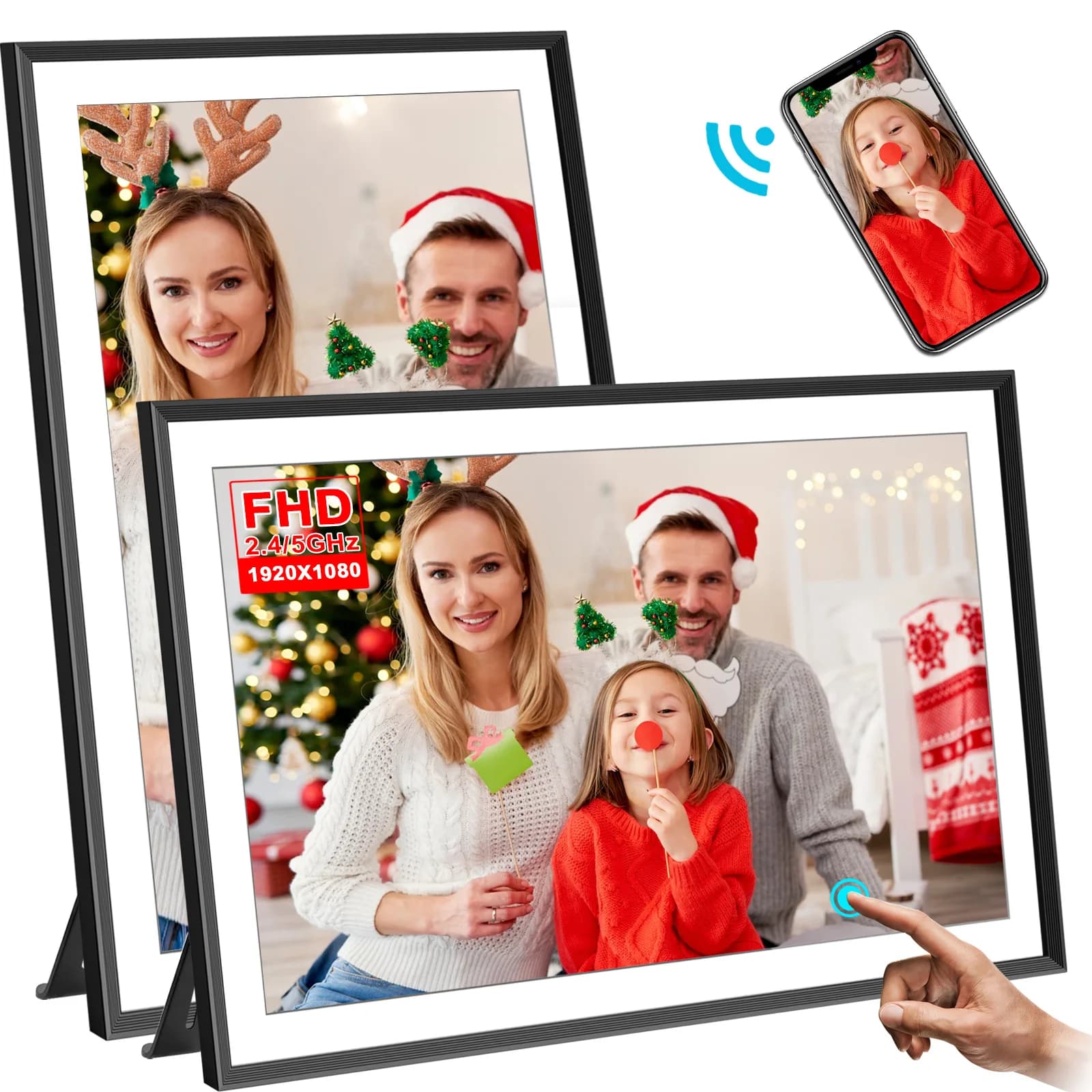 Cornice per foto digitale Smart WiFi da 32 GB SSA da 15,6 pollici Touch screen LCD FHD 1920x1080, miglior regalo di Natale per amici e familiari