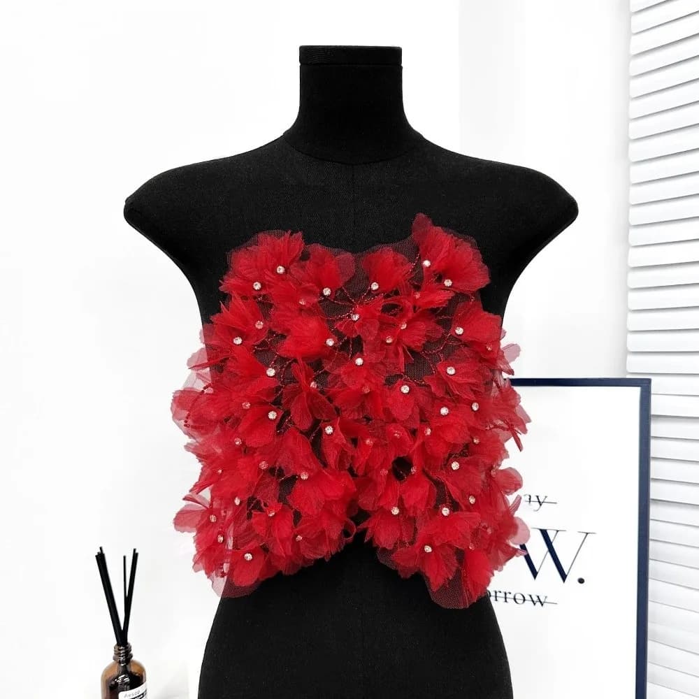 Double Layer Mesh Lace Accessories Heavy Industry Chest Wrap Evening Dress Accessories Ruffle Trim Pleated Design