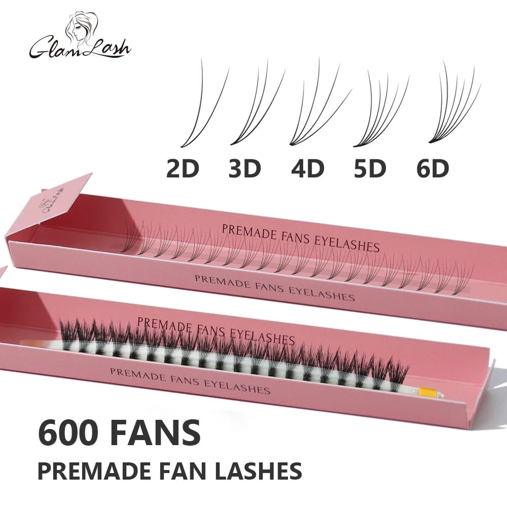 GLAMLASH Estensione ciglia prefabbricate con volume a ventaglio 600 Ventole Mega Bulk Ciglia morbide naturali