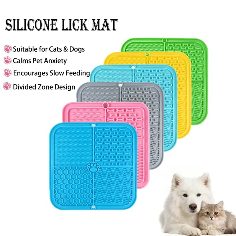 Pet Lick Silicone Mat Slow Feeder Dog Food Plate Bathing Distraction Sucker Training Feeder Supplies For Dogs