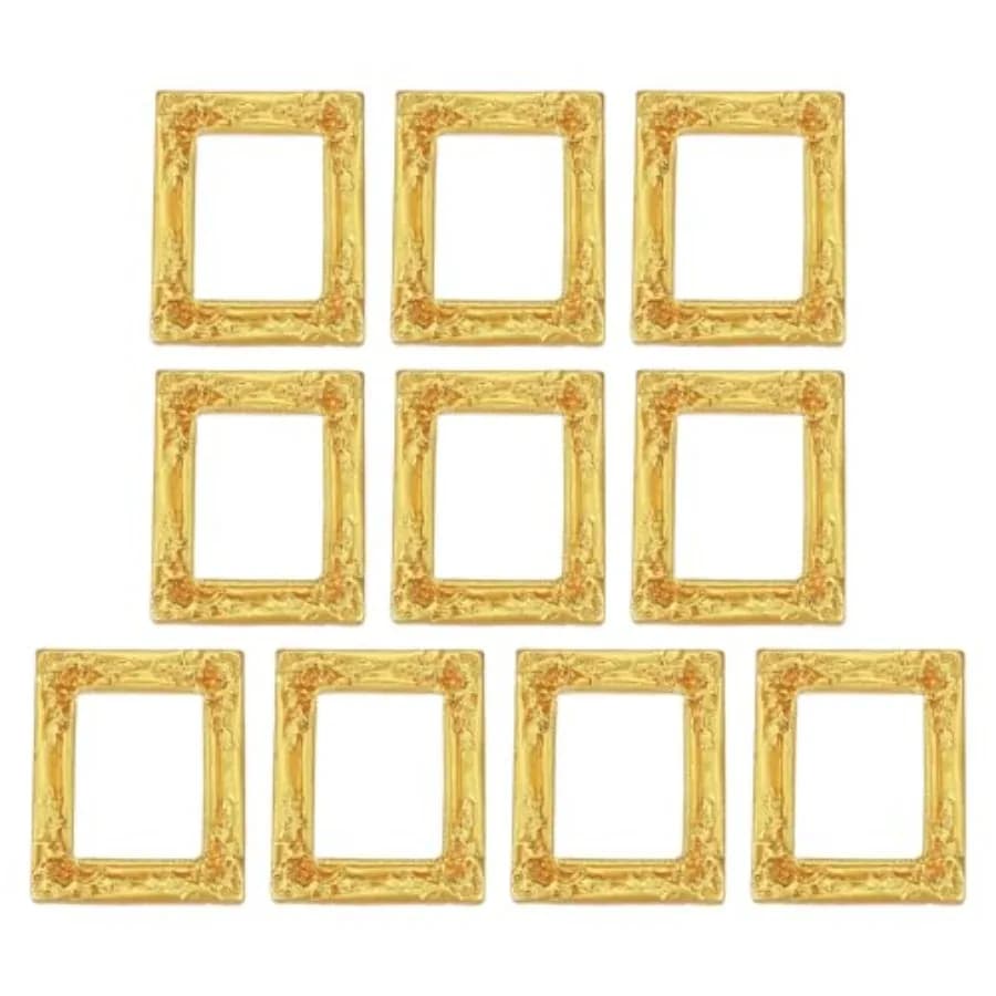 10pcs Vintage Resin Picture Frames, Mini Tiny Photo Frame Rectangle Jewelry Display Prop for DIY Table Top Photography Wedding