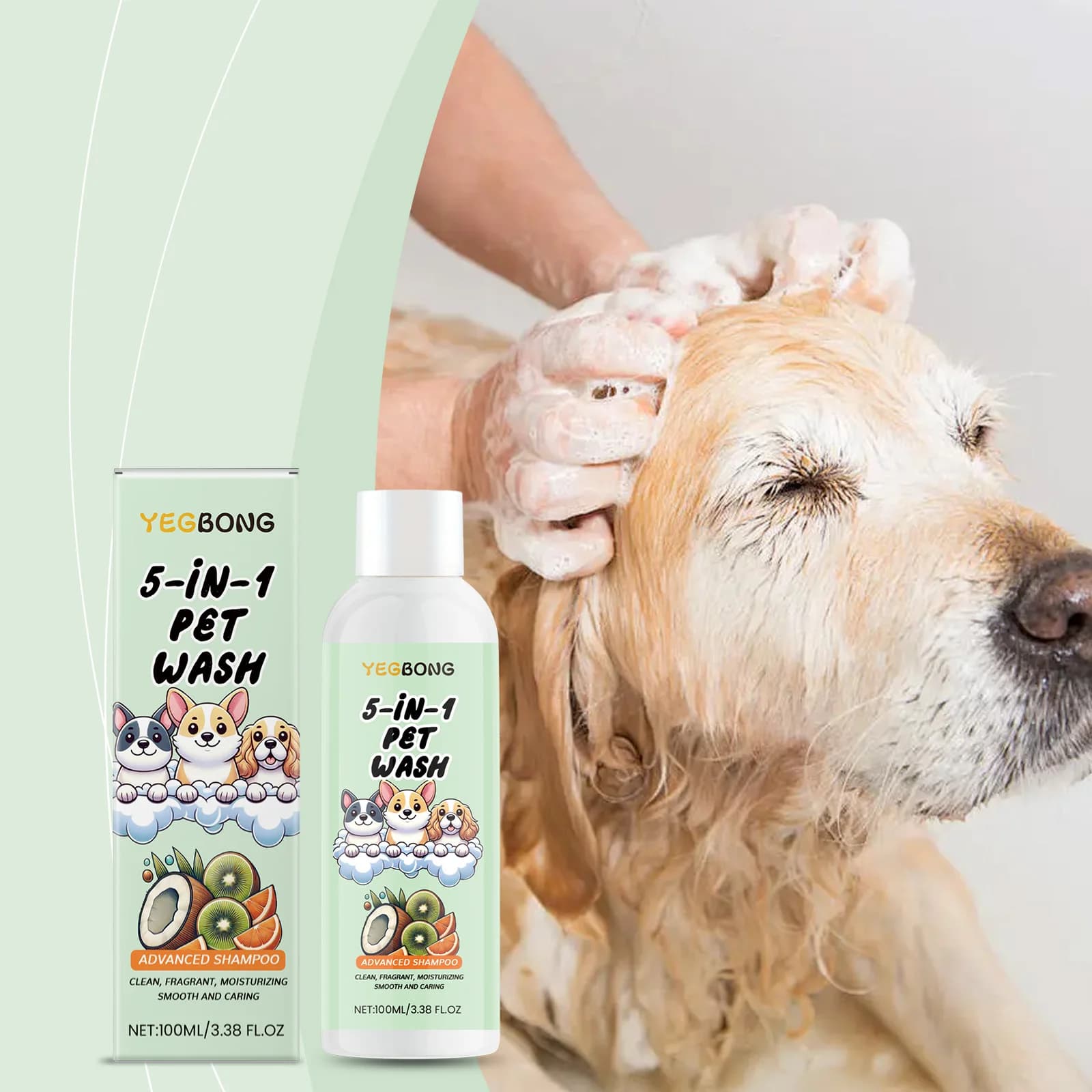 FANDAO Shampoo 5-in-1 per Cani e Gatti - Formula Districante e Nutriente a Base Vegetale con Aloe e Avena, Facile da Risciacquare