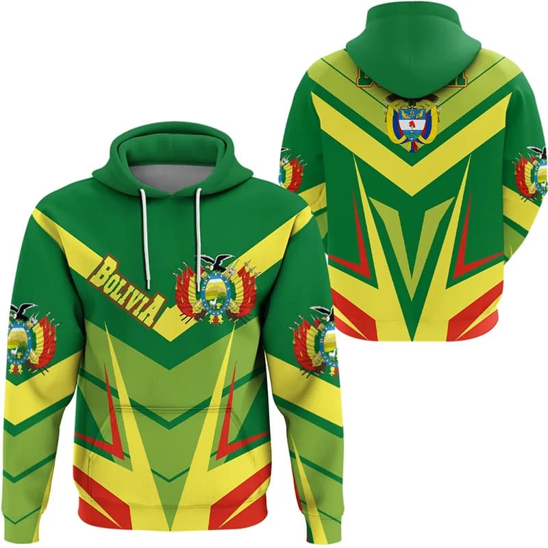 Bolivia Flag felpa con cappuccio da uomo stampata in 3D felpa con emblema nazionale dell'america latina pullover a maniche lunghe top felpe con cappuccio da corsa sportive
