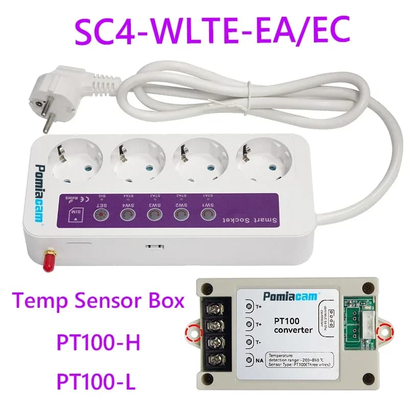 Smart Socket SC4-GSM 4G Smart Remote Control OFF/ON Power Switch Plug Socket 4CH Smart Socket 16A SMS Optional Temp Converter