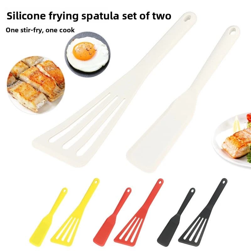 Set di 2 Spatole da Cucina in Silicone Integrato, Paletta Antiaderente per Friggere, Spatola per Uova e Pesce, Utensili da Cucina per Uso Domestico