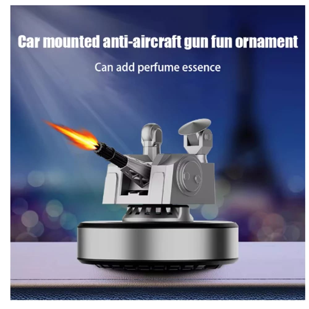 Deodorant for Auto in Cannon Shape Anti-Airwheel Solar Energy Rotating, Silent Ornament for Vehicles with Perfumed Essence