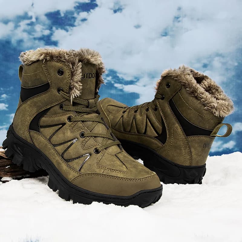 Snow Boots Men Lightweight Keep Warm Men Breathable Thick Bottom Hiking Boots Wear-resistant Plush Outdoor Casual Shoes Mens