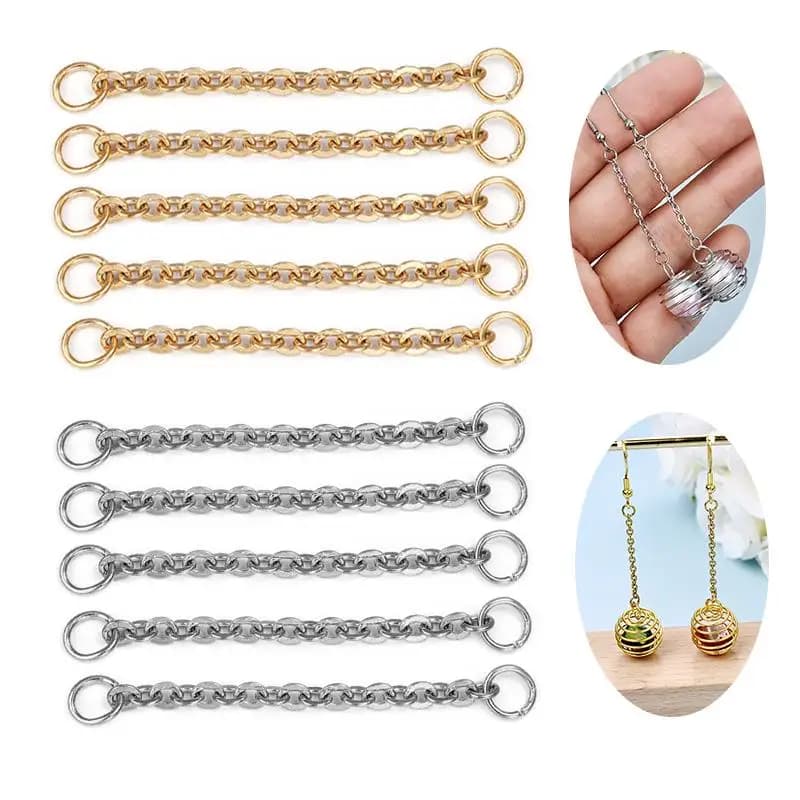 3/5cm 20pcs Stainless Steel Earring Extension Chain Connect Necklace Bracelet Tail Chains Jewelry Making DIY Earrings Craft