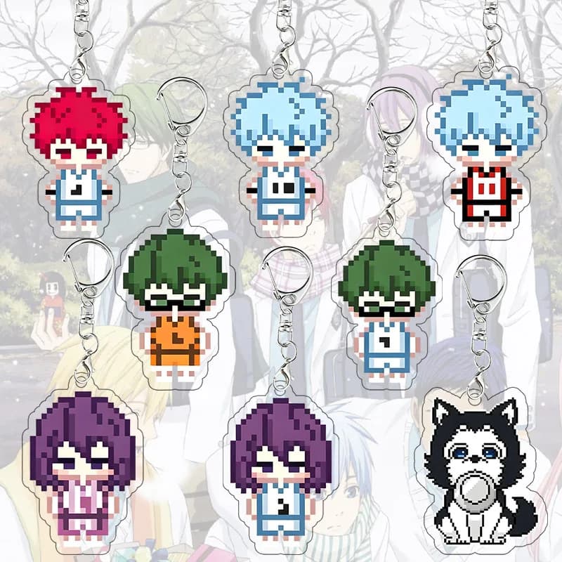 Kuroko's Basketball Pixel Art Acrylic Keychain Seijuro Akashi Tetsuya Kuroko Keyring Pendant Figure Key Ring Collection Gift