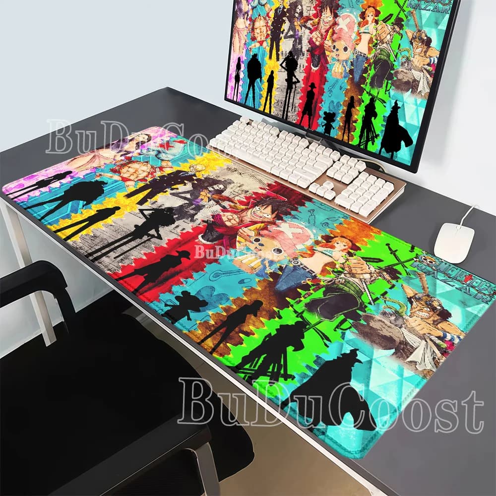 Tappetino per mouse Anime Luffy Roronoa Zoro One Piece XXL Gaming con stampa HD, tappetino per tastiera PC, accessori per ufficio, tappetino da scrivania