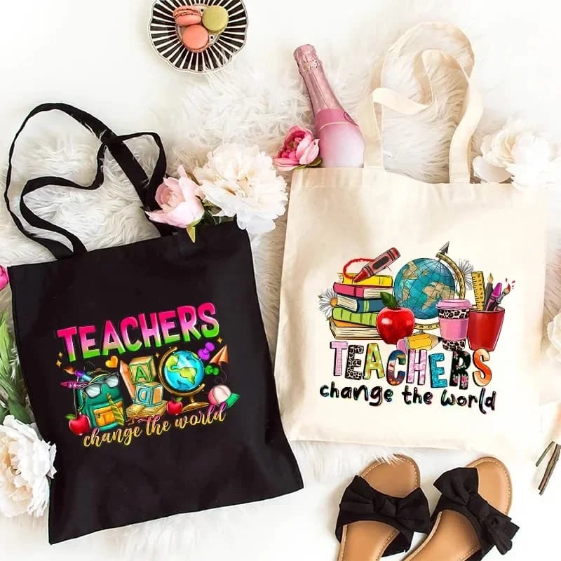 Borsa da Insegnante Divertente per Donne, Design Estetico Cartoon, Borsa per la Spesa con Grafica, Borsa Riutilizzabile per Ragazze, Borsa a Tracolla Femminile