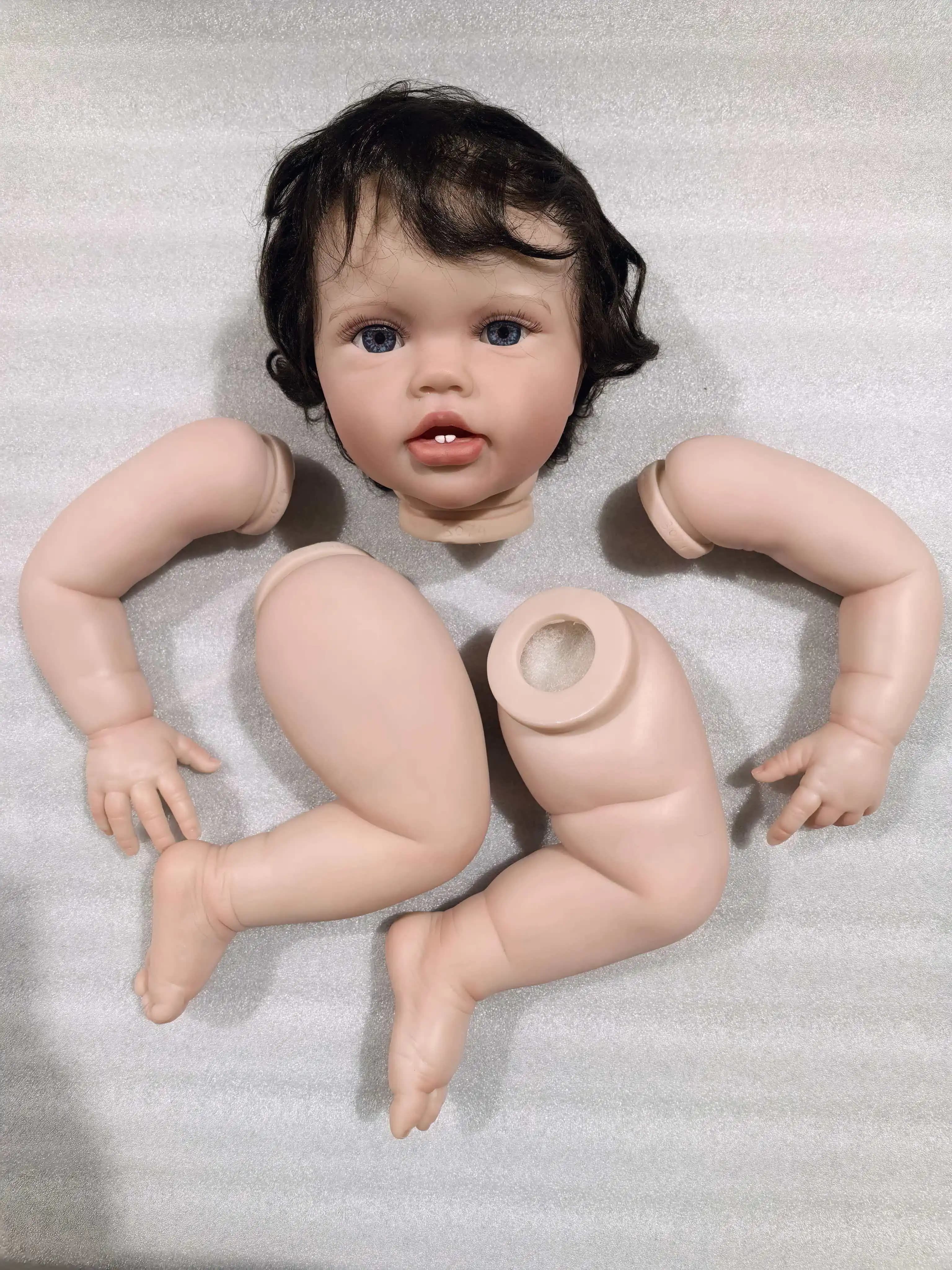 NPK Kit bambola rinata realistica Lotie da 24 pollici non finito con parti di bambola dipinte con capelli corti castani per figure da collezione fai-da-te