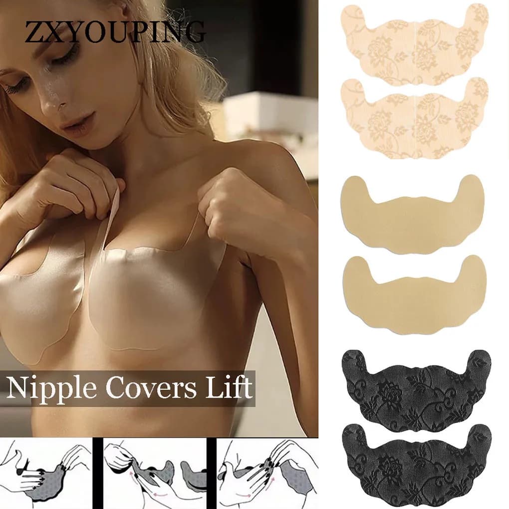 5 paia di copricapezzoli in pizzo adesivo per sollevare il seno nastro push up reggiseno invisibile accessori intimi-ascensore per capezzoli usa e getta