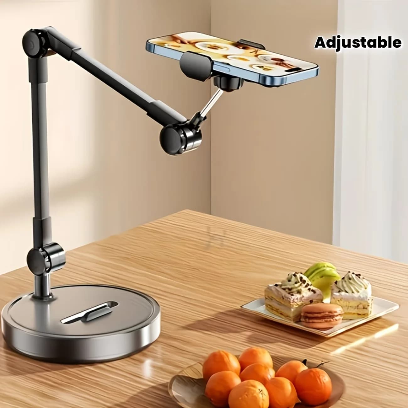 Durable and adjustable metal phone stand, multi-angle desktop stand, suitable for live streaming, video recording,