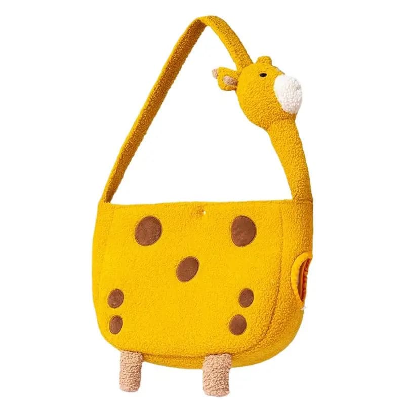Borsa a tracolla in spugna di peluche per animali domestici Borsa a tracolla portatile per gatti carina a forma di giraffa Borsa per gatti Borsa per gatti all'aperto per l'escursionismo