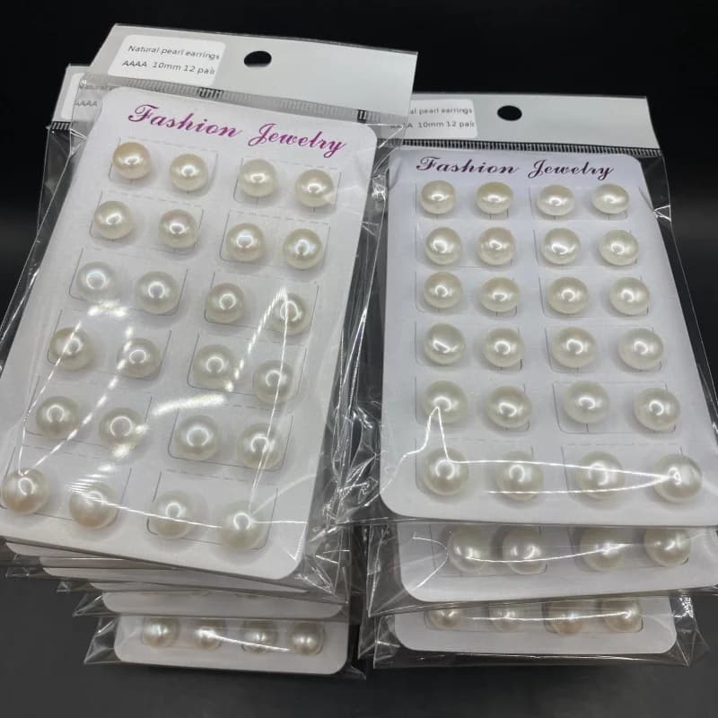 Perle Naturali Bianche 3A 4A 3-12mm, Perle a Bottone d'Acqua Dolce con Mezzo Foro per Creazione di Gioielli, Accessori per Orecchini Fai-da-Te