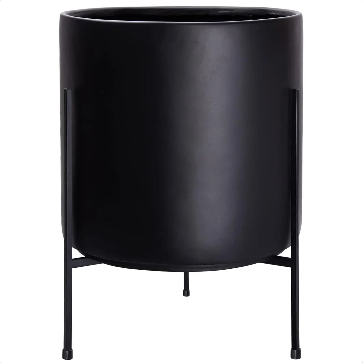 Vaso per Piante D'vine Dev Mid Century, Cilindrico con Supporto Robusto, XX-Large 16 Pollici, 22,8 Pollici con Altezza Supporto, Nero
