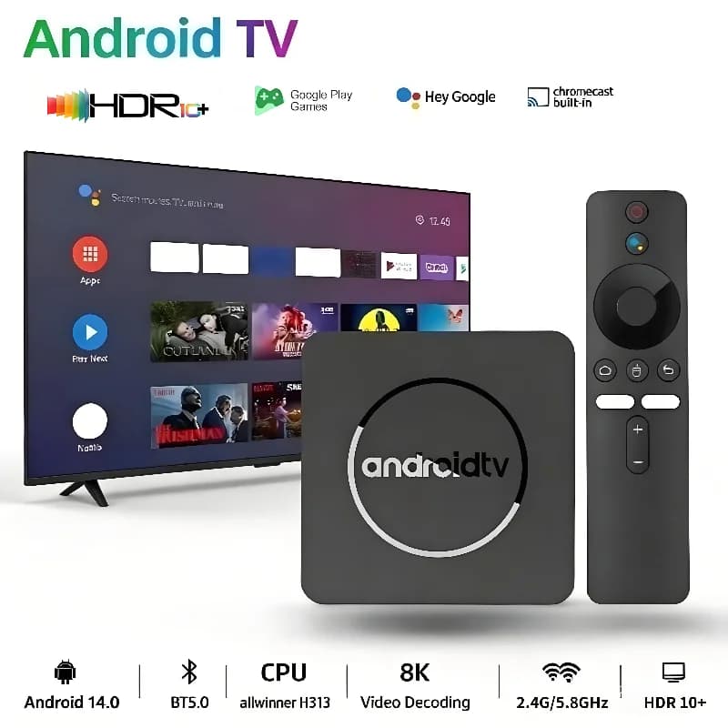New Global Version Smart TV Box BT 2.4G&5G Wifi Android 13 AllwinnerH313 4K HDR10+ Streaming Media Set Top Box Google Assistant