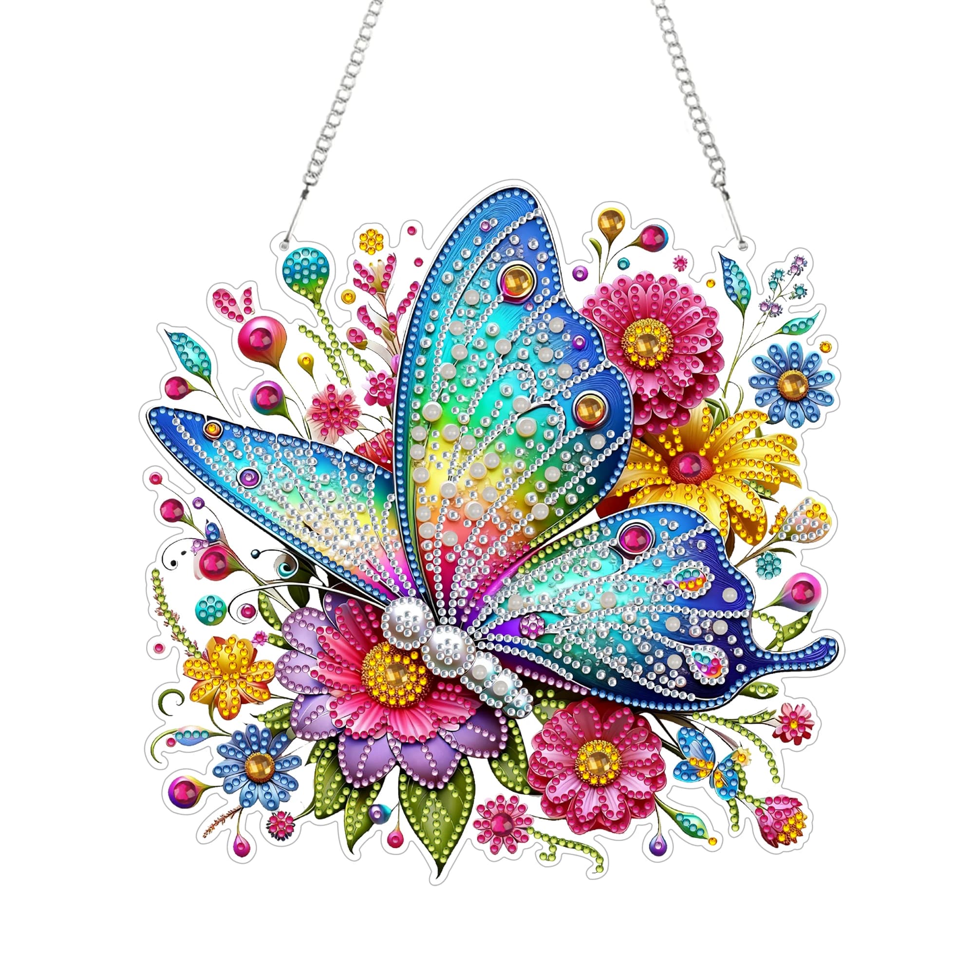 2D Flat DIY Hanging Diamond Art Kits Diamond Painting Set Single Side Print Single Dide Drill Window Hanging Art for Home Decor