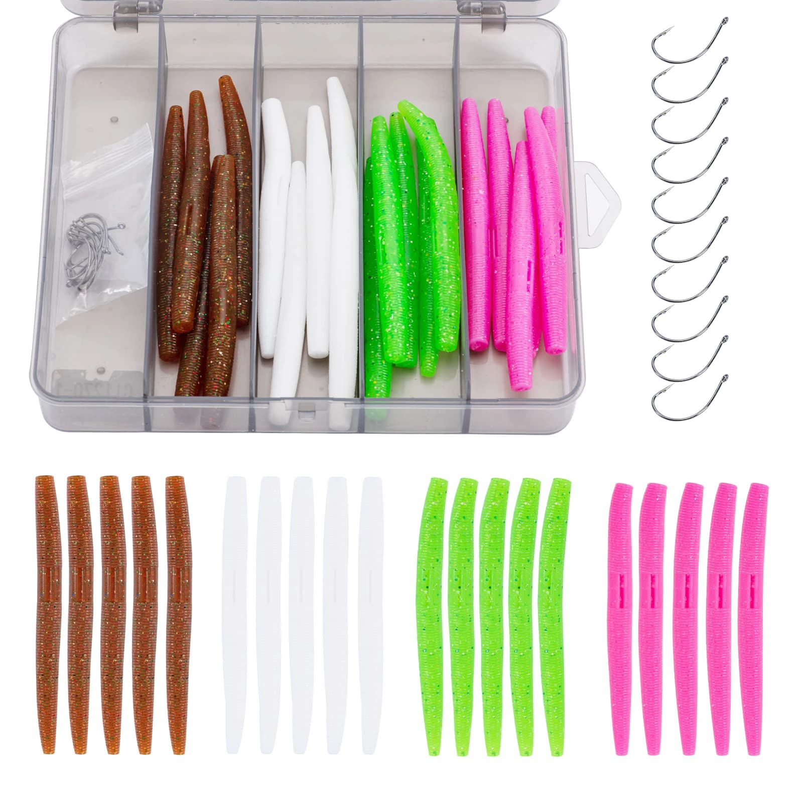 Goture 30 pcs/box Artificial baits Soft in Verme 5.5g Shape Silicone Affordable Wobbler Swimbait for Bass and Carpa, Fishing Equipment