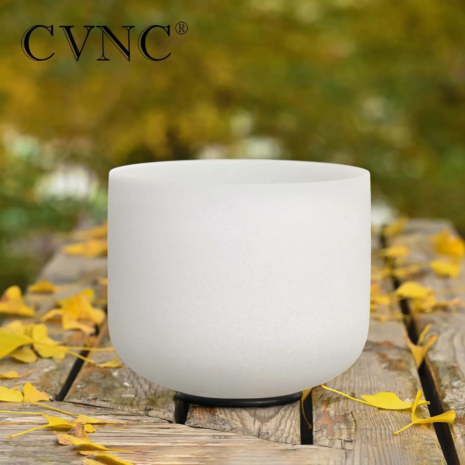CVNC 8 Inch White Frosted Quartz Crystal Singing Bowl for Sound Healing instrument and Meditation with Mallet