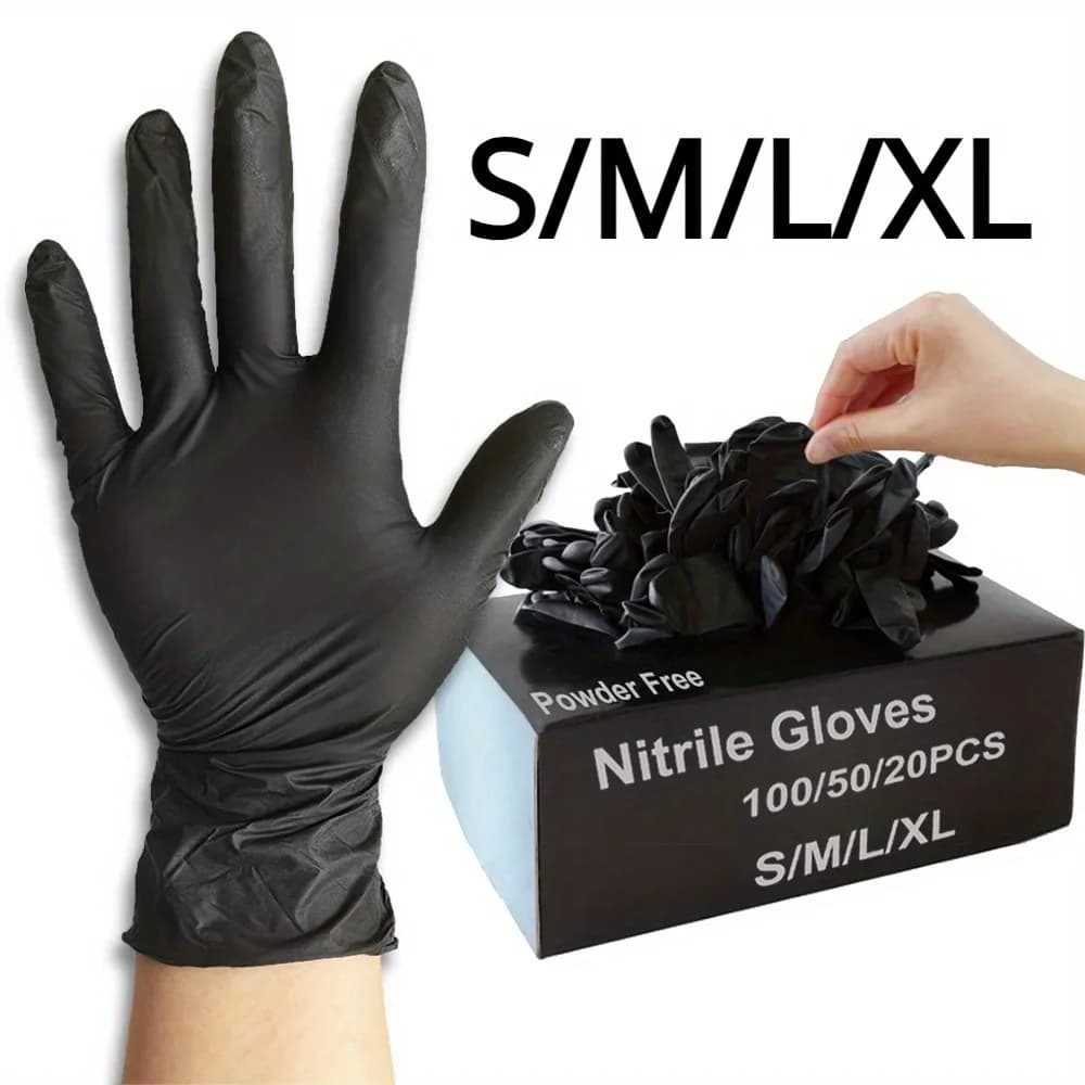 Guanti in Nitrile Neri Monouso Senza Lattice in PVC per Uso Domestico e Industriale