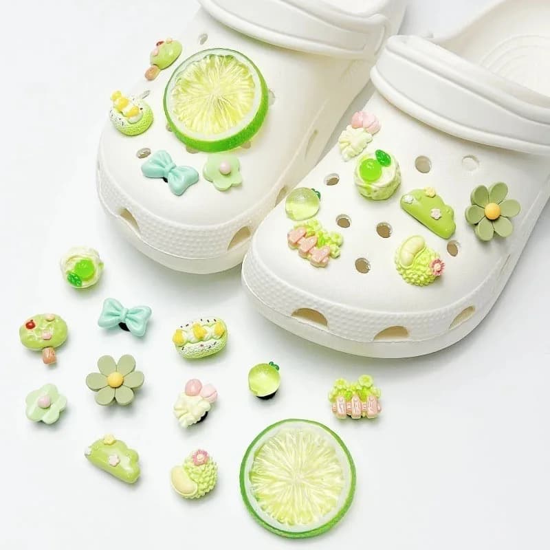 DIY Summer Fruit Lemon Set Shoe Charms Accessories for Clogs Slide Sandals Garden Shoe Decoration Buckle Beach Bag Pin Gifts