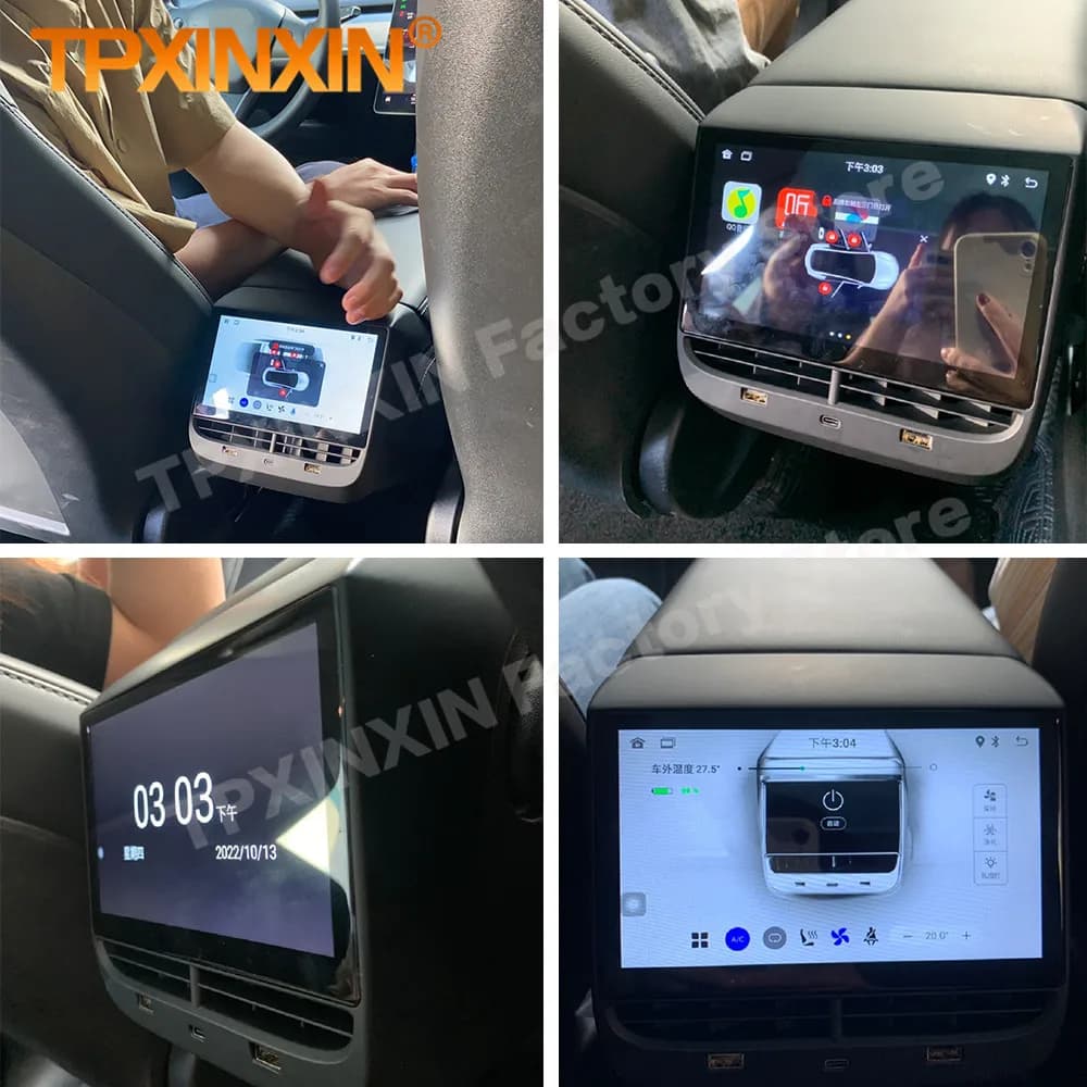 Display del sistema di intrattenimento del sedile posteriore del lettore multimediale Android da 7 pollici per Tesl-modello 1 3 YXS con controllo dell'aria condizionata