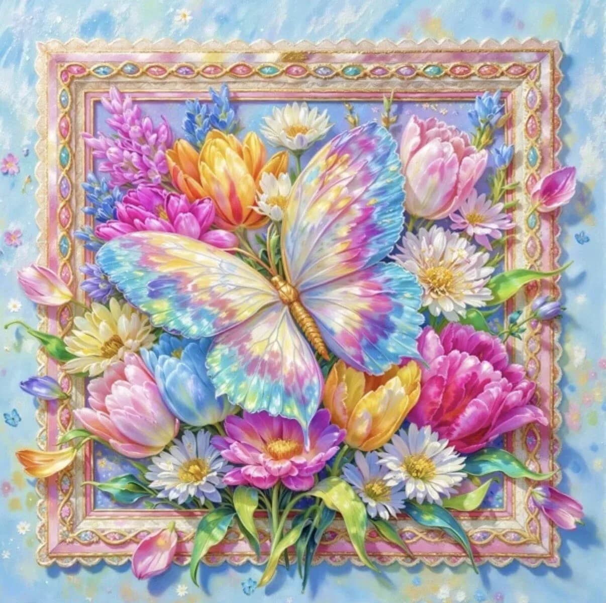 Kit Ricamo a Punto Croce 9CT 14ct con Stampa Farfalla, Fai da Te, Decorazioni per la Casa, Artigianato con Aghi e Fili, 63 Colori
