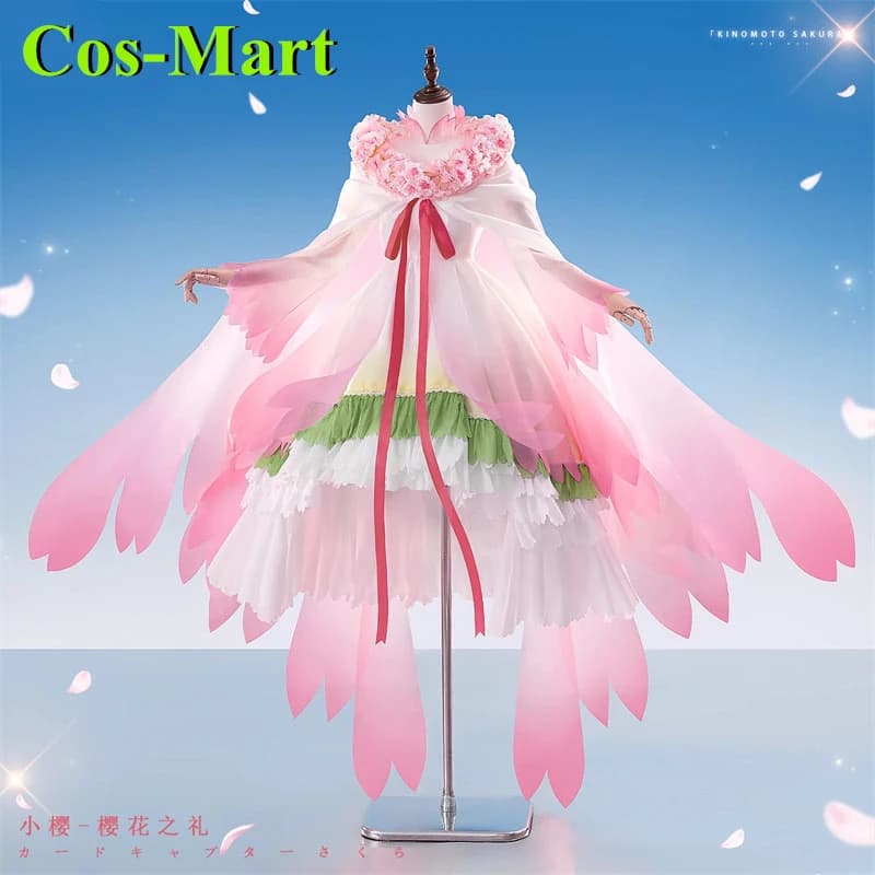 Cos-Mart Anime Cardcaptor Sakura KINOMOTO SAKURA Cosplay Costume Cute Dress Card Captor Shield Suit Party Role Play Clothing New