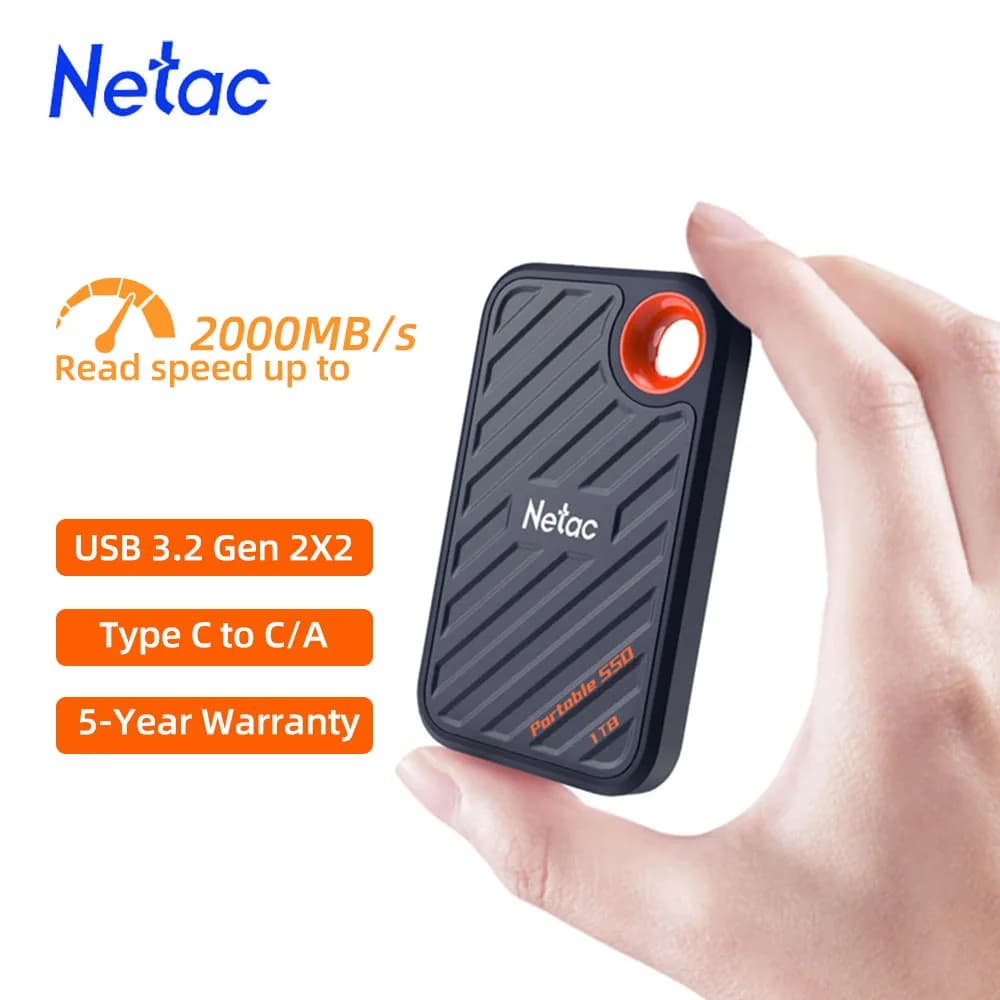 Netac SSD esterno 1TB 512GB 2TB Disco rigido esterno SSD portatile USB3.2 Gen2x2 Disco a stato solido per laptop desktop
