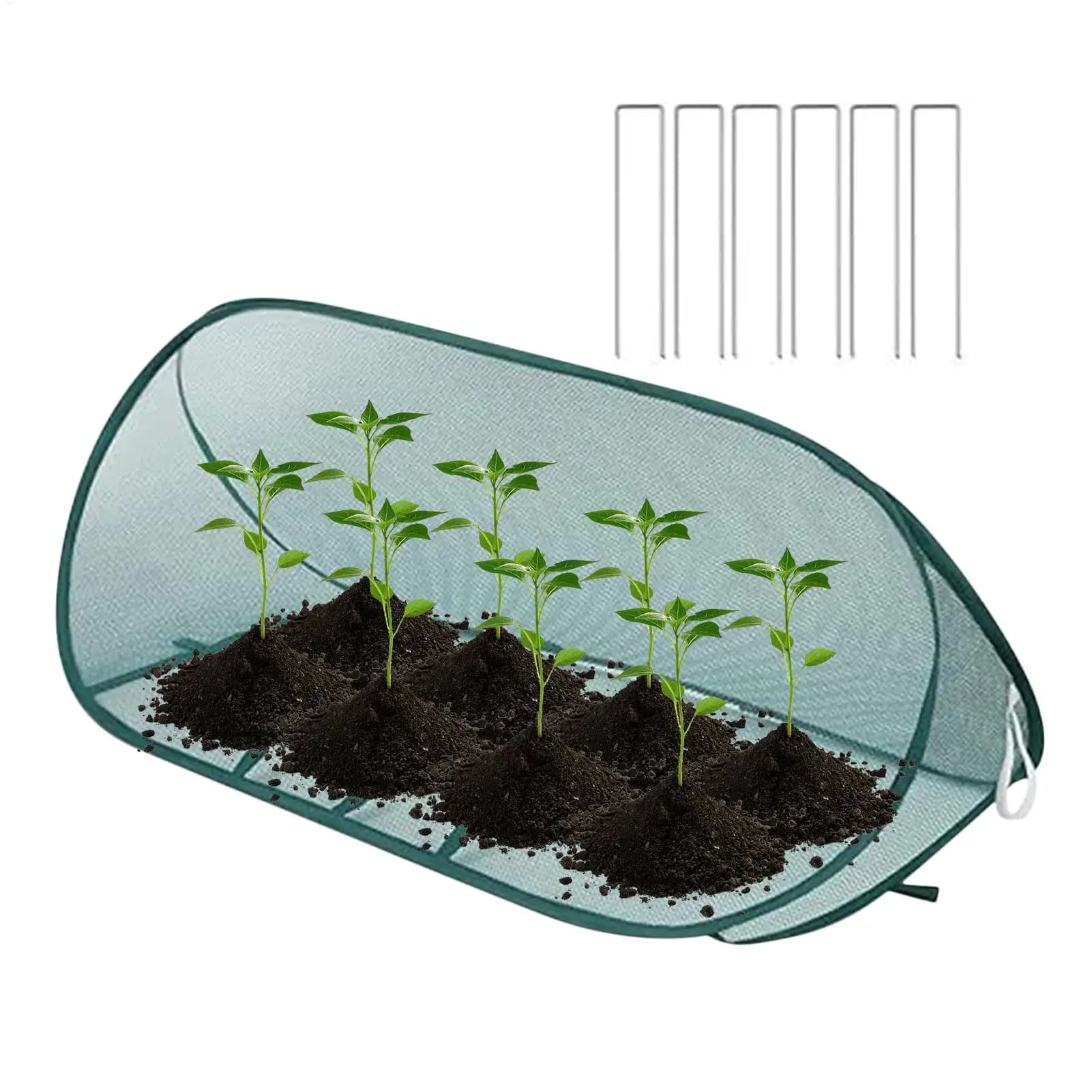 Rete Protettiva Pop-Up per Giardino con 6 Picchetti, Gabbia Barriera per Orto Rialzato, Frutta, Fiori, Anti-Animali, per Esterni