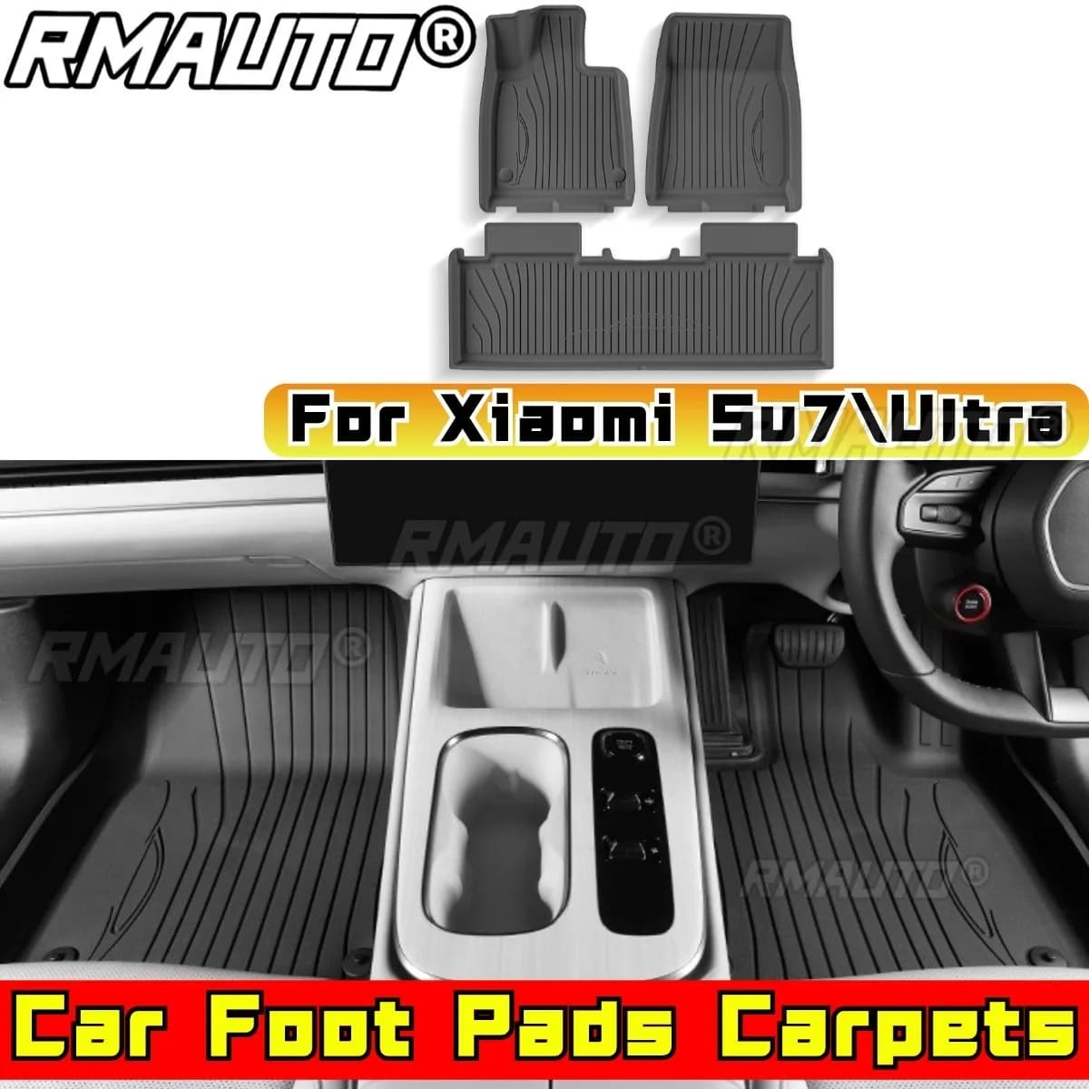 Car mats Foot lines Interior mats for Xiaomi SU7 Xiaomi SU7 Carpets ultra waterproof styling accessories