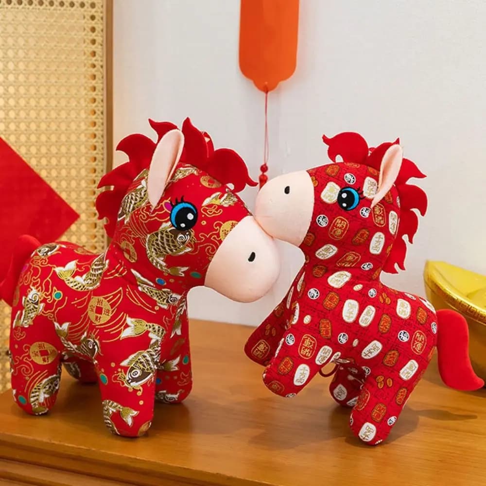 Traditional Cartoon Horse Stuffed Pendant 15/20cm Lucky Pony Animal Cute Chinese Zodiac Horse for