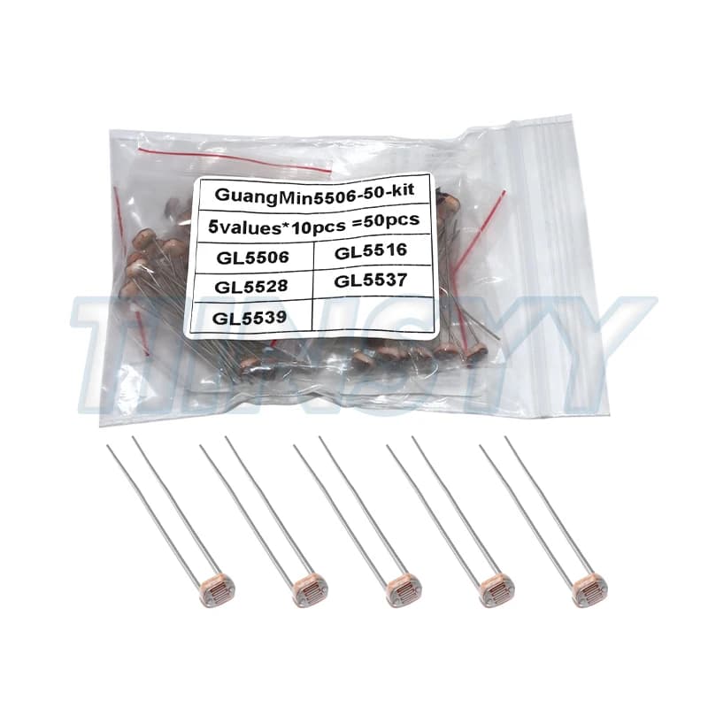 50PCS/lot LDR Photo Light Sensitive Resistor Photoelectric Photoresistor 5528 5506 5516 5537 5539 GL5528 For Arduino