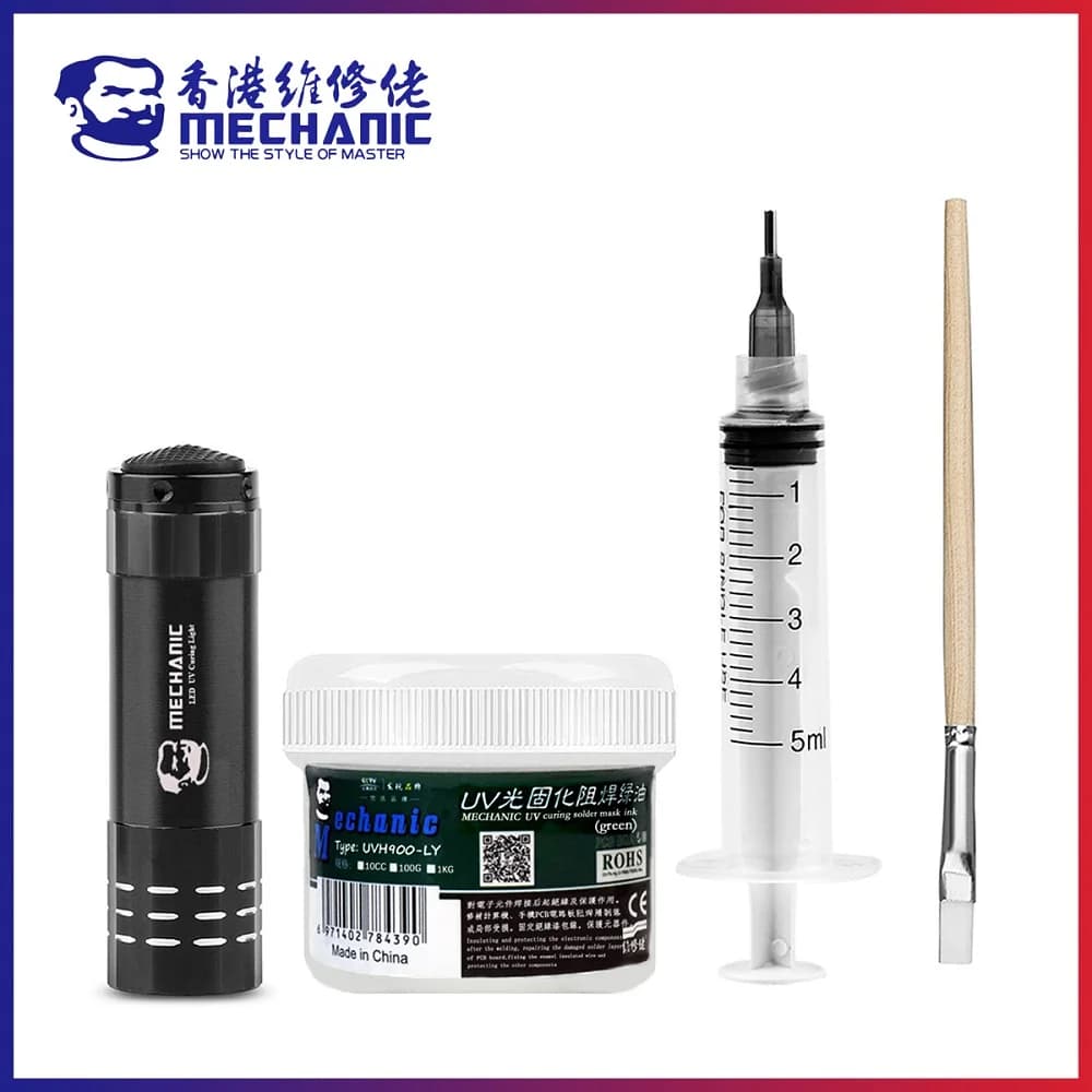 MECHANIC UVH900-LY 100g UV Curing Solder Mask Ink Soldering Paint Oil Flux Prevent Corrosive Arcing for BGA PCB Motherboard