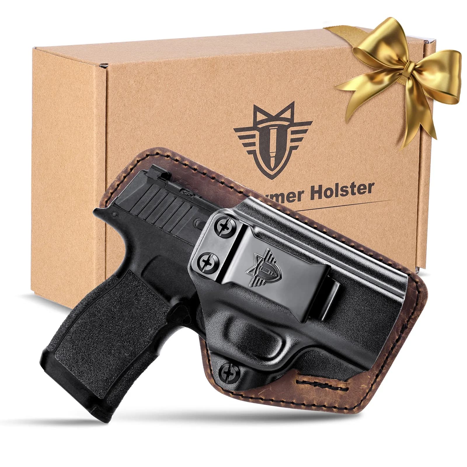 Fondina IWB compatible with Glock 43X Kydex Hybrid Fondina leather Fondina for hidden transport gun for Appendix Internal belt