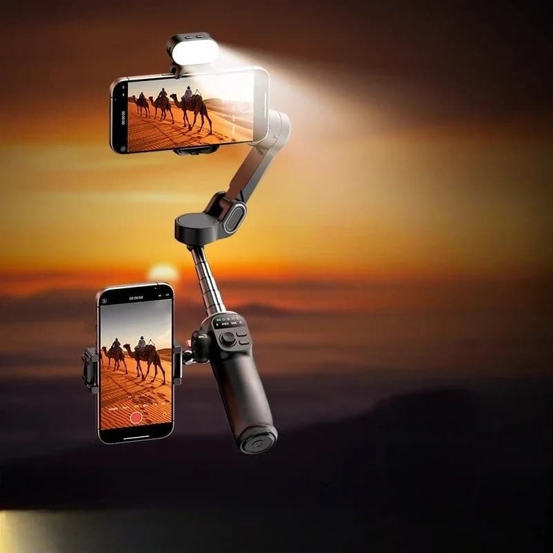 Stabilizzatore gimbal con tracciamento del volto, selfie stick, dispositivo per fotocamera di cellulare completamente automatico a 360 gradi, palmare