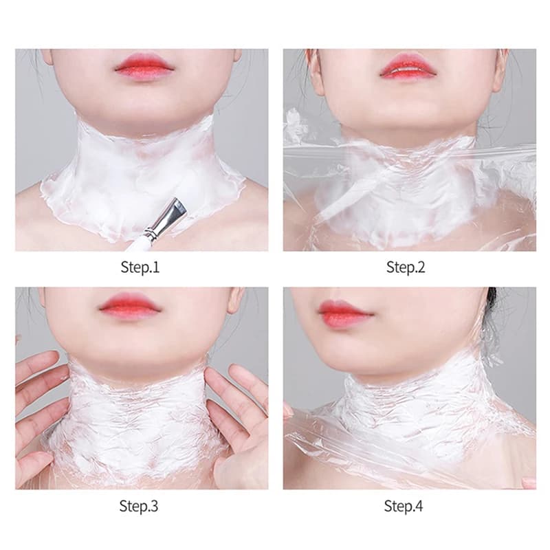 100 pz Maschere Avvolgere Viso Pellicola di Plastica Completa Viso Detergente Maschera Collo Adesivi di Carta Usa E Getta Trasparente Strumento di Trucco di Bellezza Del Viso