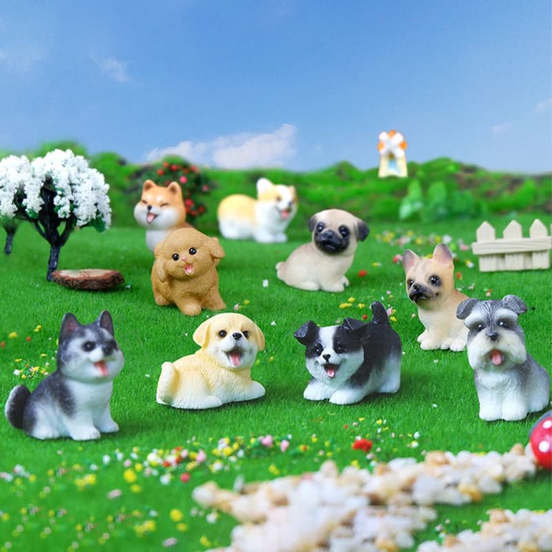 1PC Resin Craft figura in miniatura piccola per Bonsai Microlandscape Fairy Garden Decor Cute Small Dog Puppy Animal Decoration
