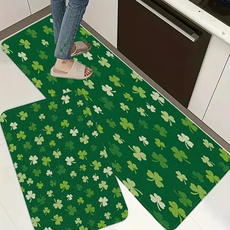 1PC Tappeto da cucina modello trifogli Tappetini antiscivolo Tappeto da bagno design pop Tappetino da bagno Tappeto per la casa Lavandino Lavanderia Decor