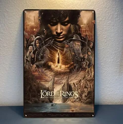 - Fellowship Of The Ring - Poster in metallo del film, targa in metallo 20x30 cm, in alluminio