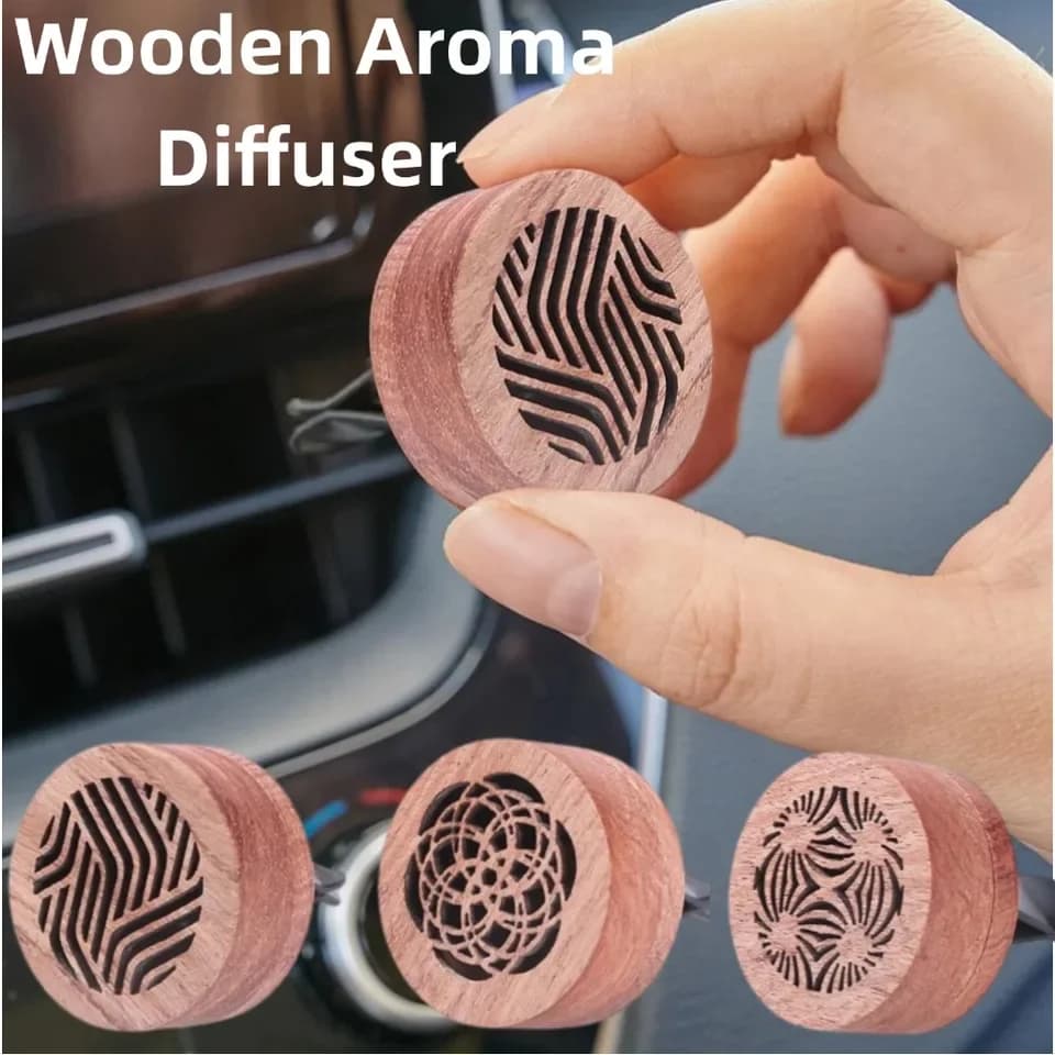 Wooden Aroma Diffuser Car Essential Oil Diffuser Car Vent Clip Wooden Carved Aromatherapy Diffuser Car Air Freshener Auto Decor