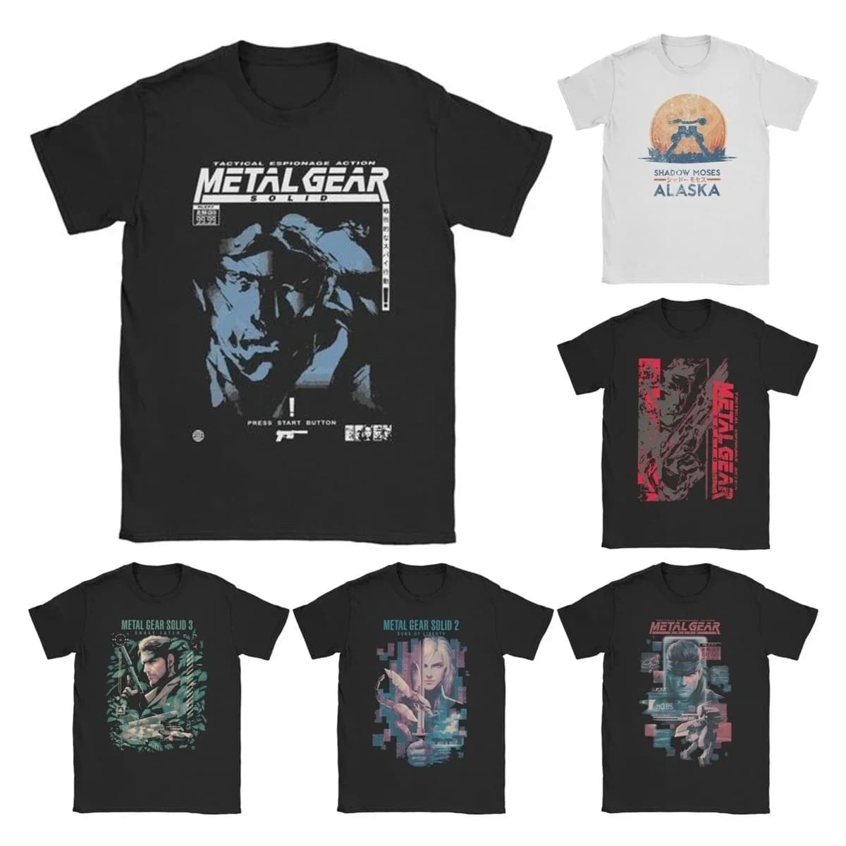 Uomo Donna MGS1 Solid Snake Game T Shirt Metal Gear Top in cotone Divertente manica corta O Collo T-shirt T-shirt classiche