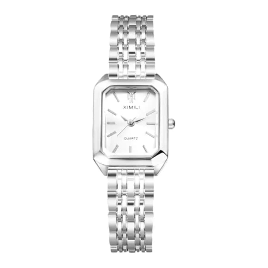 Orologio da Donna Quadrato: Elegante Quadrante Rettangolare con Scala a Barre, Orologio al Quarzo Analogico con Bracciale, Cinturino Staccabile, Casual, Business, Elegante
