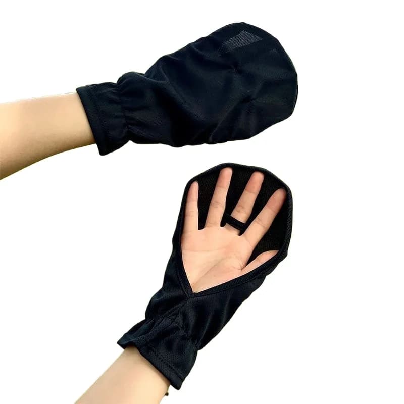 Sunscreen gloves for women driving, summer thin short models for riding electric vehicles, sunshade, ice silk dew fingers cover the back of the hand, white