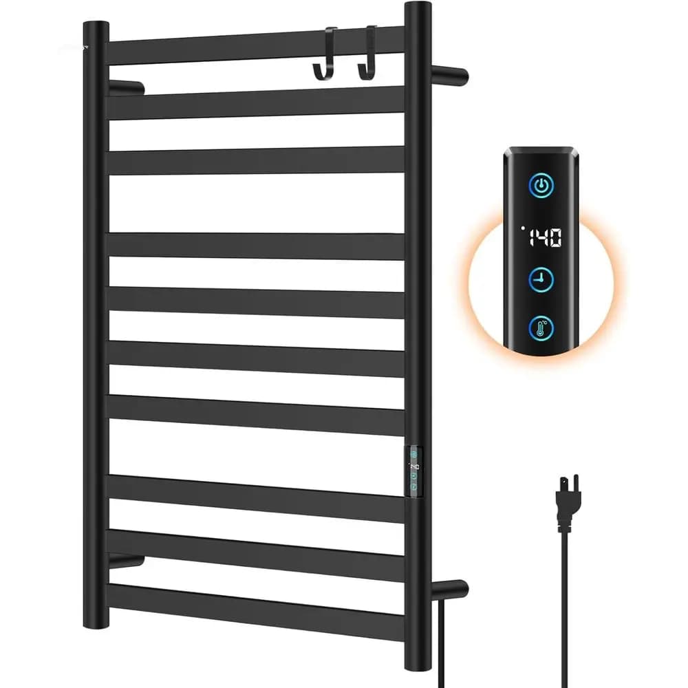 Portasciugamani riscaldato per bagno, portasciugamani caldo Scaldasalviette elettrico grande da 10 barre, portasciugamani elettrico a parete in acciaio inossidabile